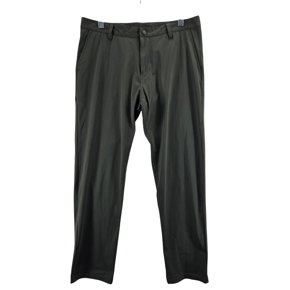 Rhone Commuter Pants Mens 35 Dark Olive Green Performance Stretch‎ Slim Straight